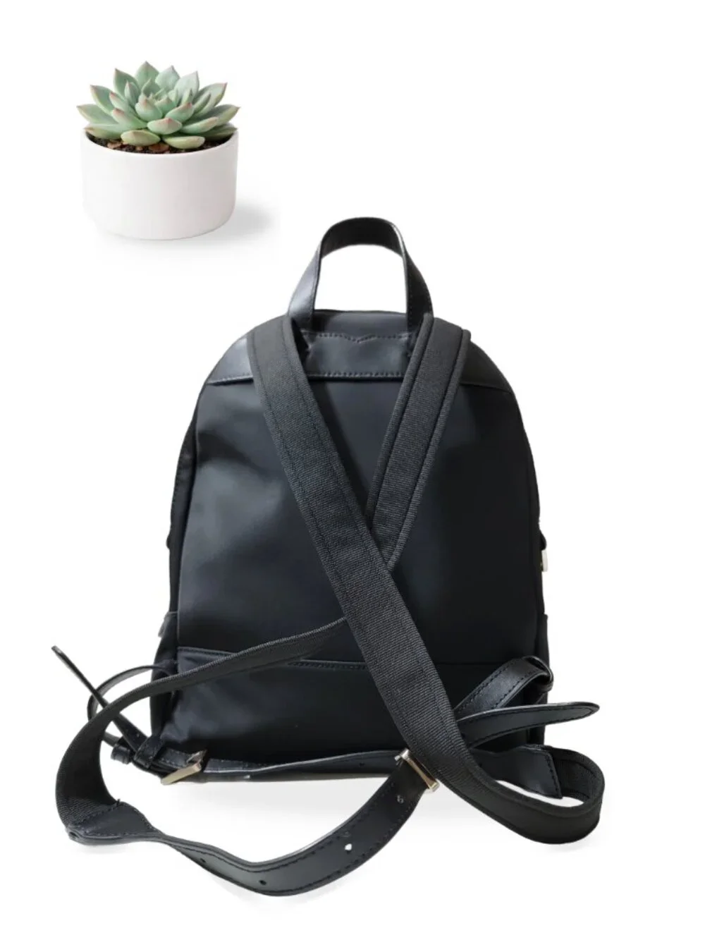 Kate Spade Karissa Nylon Medium Backpack Black Gold Spade Logo Zip Bag